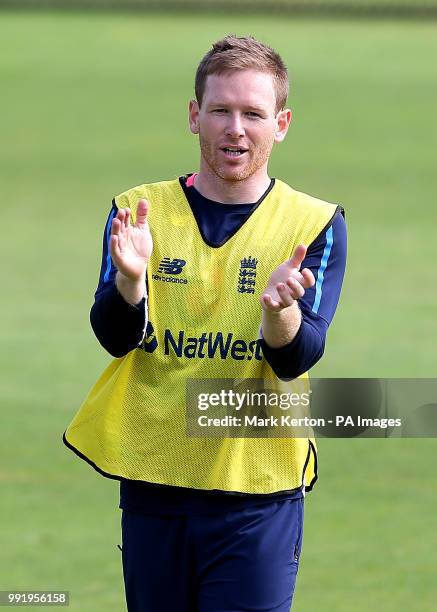 England Captain Eoin Morgan during a nets session at The SSE SWALEC, Cardiff.