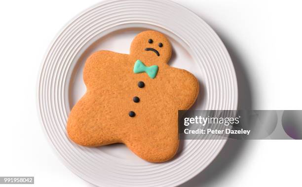 obese gingerbread man/woman - figurita de jengibre fotografías e imágenes de stock