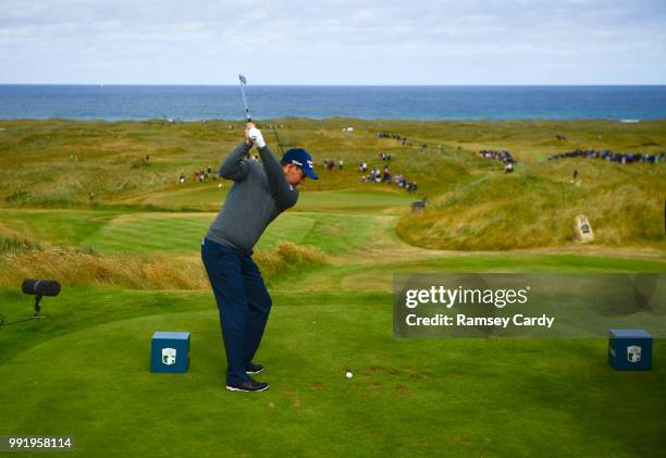 Donegal , Ireland - 5 July 2018; Padraig Harrington of Ireland tees off on the 14th during Day One of the Irish Open Golf Championship at Ballyliffin...