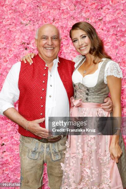 Axel Munz and Cathy Hummels during the Cathy Hummels by Angermaier collection presentation at Titanic Hotel on July 5, 2018 in Berlin, Germany.