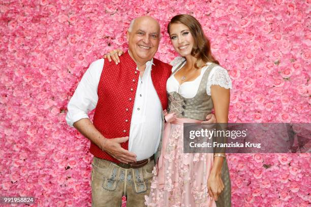 Axel Munz and Cathy Hummels during the Cathy Hummels by Angermaier collection presentation at Titanic Hotel on July 5, 2018 in Berlin, Germany.