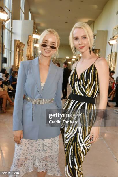 Valentina Ferragni and Chiara Ferragni attend the Guo Pei Haute Couture Fall Winter 2018/2019 show as part of Paris Fashion Week on July 4, 2018 in...