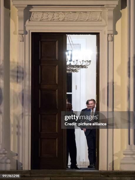 Christian Lindner, leader of the Free Democratic Party of Germany , leaves the Bellevue Palace after a meeting with German President Frank-Walter...