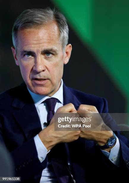 Mark Carney, Governor of Bank of England, addresses the Northern Powerhouse Business Summit Boiler Shop on July 5, 2018 in Newcastle, United Kingdom....