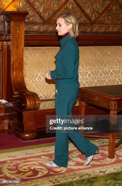 The Hollywood actress Diane Kruger arrives at the town hall of Hamburg, Germany, 21 November 2017. Kruger signed the Golden Visitors' Book of the...