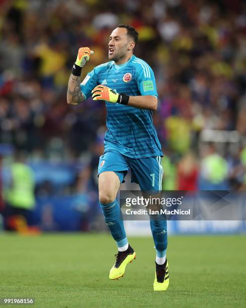 Colombia goalkeeper David Ospina is seen after his team equalize during the 2018 FIFA World Cup Russia Round of 16 match between Colombia and England...