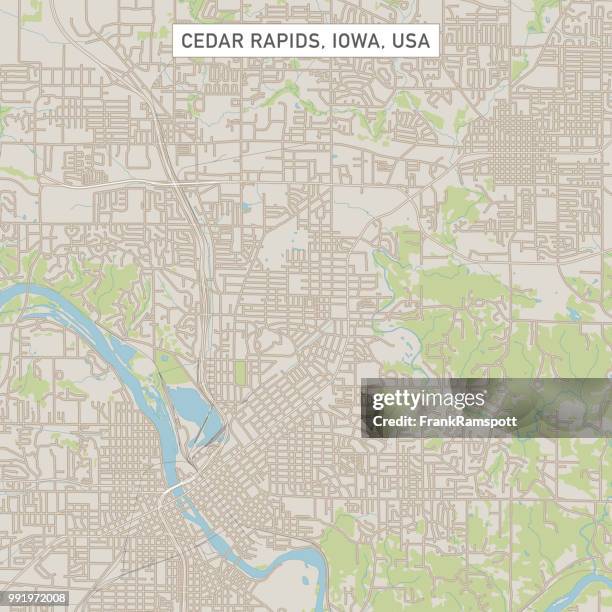 cedar rapids iowa us city street map - cedar rapids iowa stock illustrations