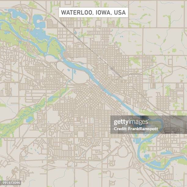 waterloo iowa us city street map - waterloo   iowa stock illustrations