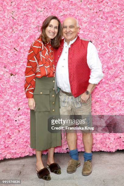 Annette Weber and Axel Munz during the Cathy Hummels by Angermaier collection presentation at Titanic Hotel on July 5, 2018 in Berlin, Germany.
