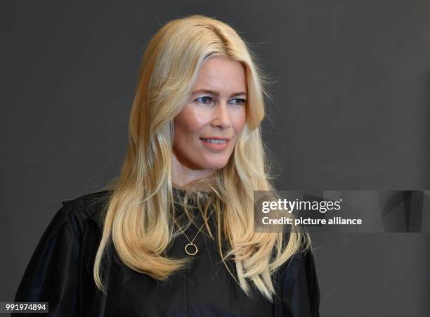 Model Claudia Schiffer arrives at a signing session on the occasion of a photo exhibition on her carreer at the CWC Gallery in Berlin, Germany, 16...