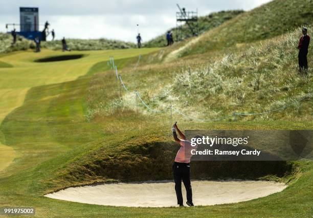 Donegal , Ireland - 5 July 2018; Robert Rock of England plays his shot out of a bunker on the 13th during Day One of the Irish Open Golf Championship...