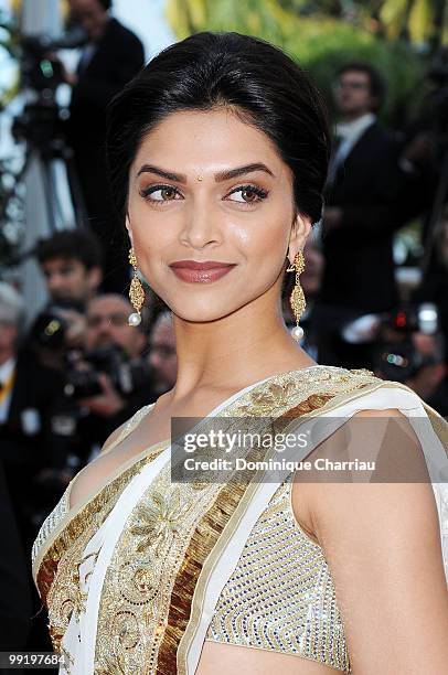 Actress Deepika Padukone attends the Premiere of 'On Tour' at the Palais des Festivals during the 63rd Annual International Cannes Film Festival on...