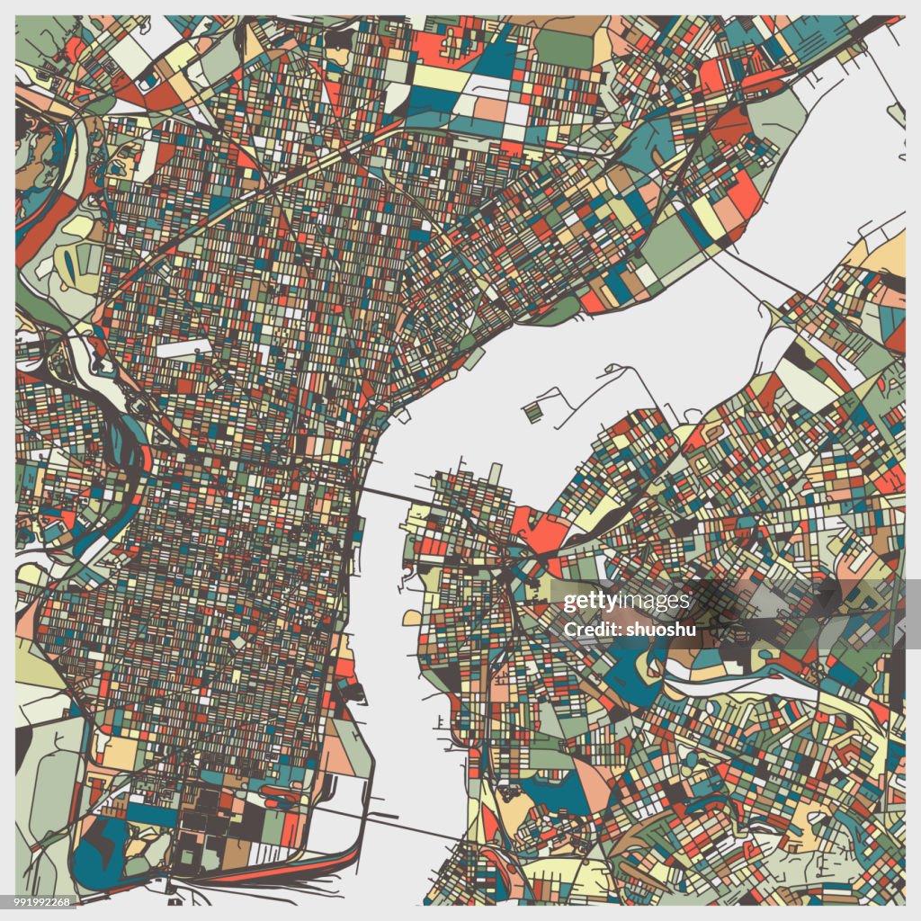 Kleur kunst kaart van Philadelphia city