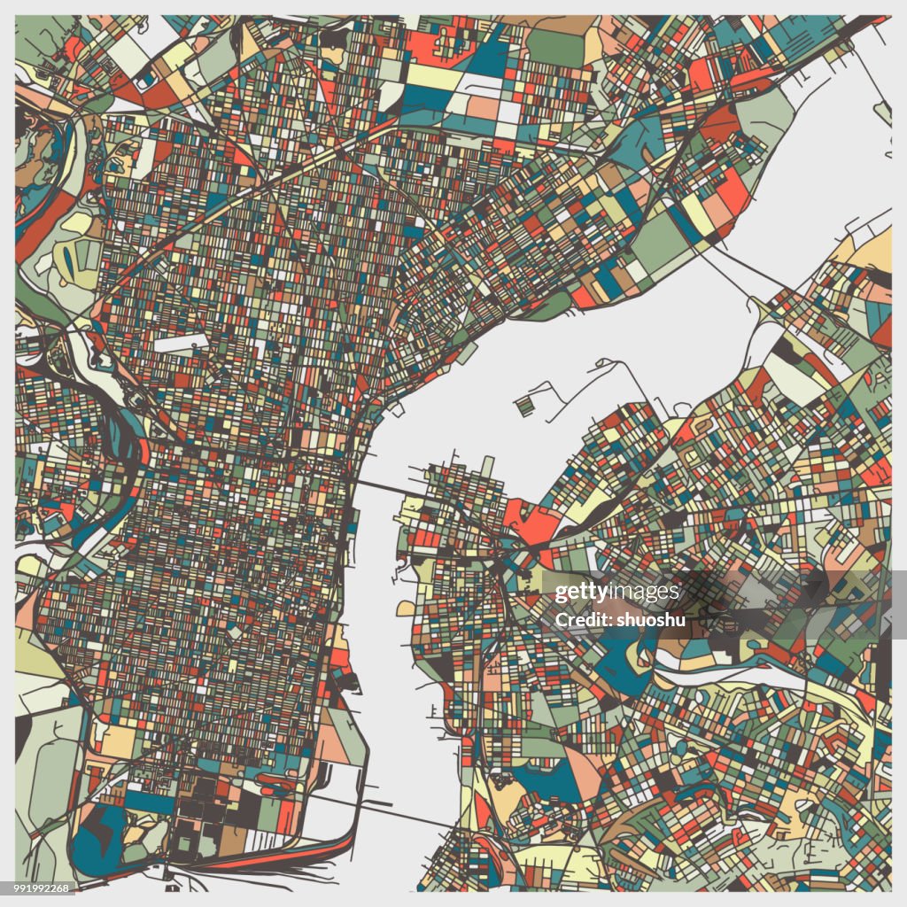 Color art map of Philadelphia city