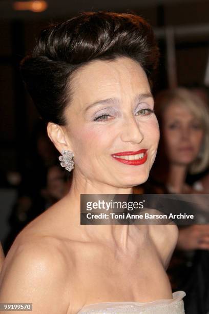Mistress of Ceremony Kristin Scott Thomas attends the Opening Night Dinner at the Hotel Majestic during the 63rd Annual International Cannes Film...