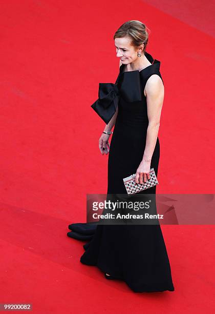 Actress and Director Sandrine Bonnaire attends the 'On Tour' Premiere at the Palais des Festivals during the 63rd Annual Cannes Film Festival on May...