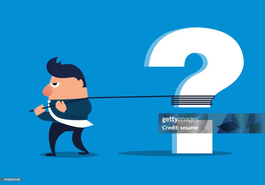 Question Man Rope Businessman Pulling Question Mark With Rope High-Res Vector Graphic ...