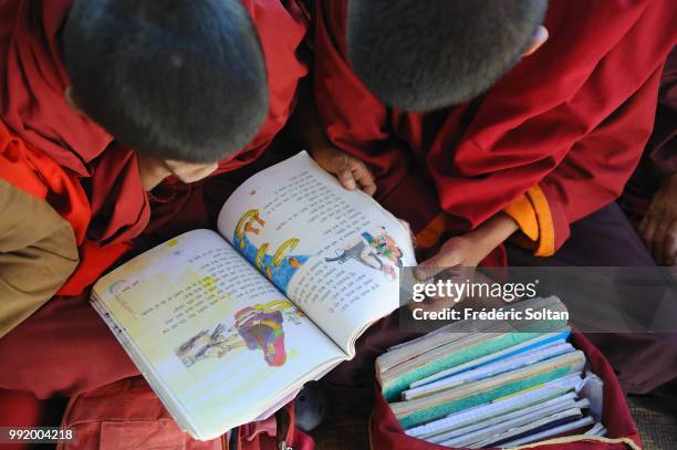 Hemis Tibetan Buddhist Monastery. Students of the Tibetan Buddhist monastery of Hemis in Ladakh, Jammu and Kashmir on July 12 India.