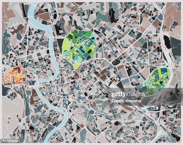 art illustration map of roma city - vatican city map stock illustrations