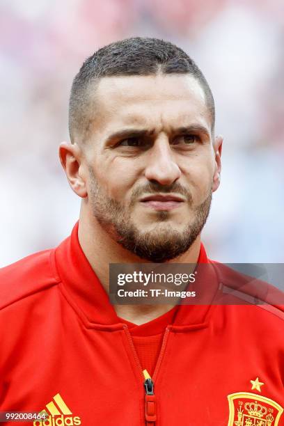 Koke of Spain looks on prior to the 2018 FIFA World Cup Russia match between Spain and Russia at Luzhniki Stadium on July 01, 2018 in Moscow, Russia.