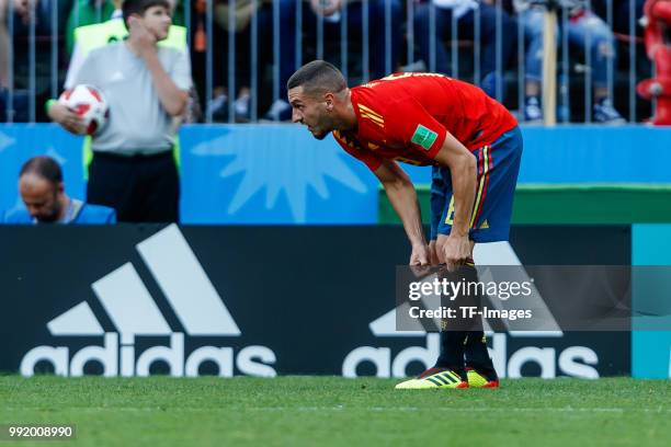 Koke of Spain looks on during the 2018 FIFA World Cup Russia match between Spain and Russia at Luzhniki Stadium on July 01, 2018 in Moscow, Russia.