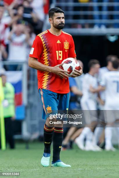 Diego Costa of Spain looks on during the 2018 FIFA World Cup Russia match between Spain and Russia at Luzhniki Stadium on July 01, 2018 in Moscow,...