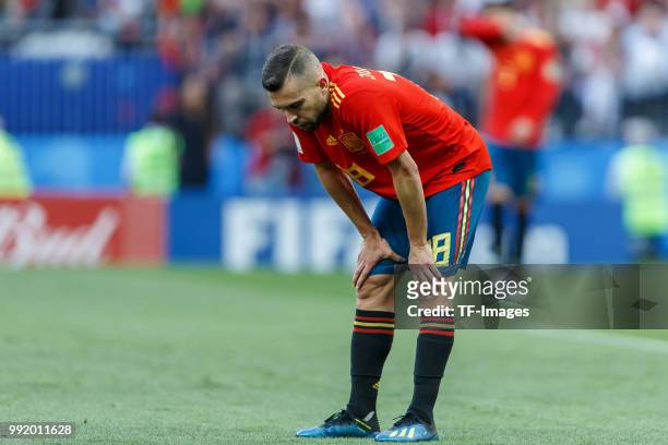 Koke of Spain looks on during the 2018 FIFA World Cup Russia match between Spain and Russia at Luzhniki Stadium on July 01, 2018 in Moscow, Russia.