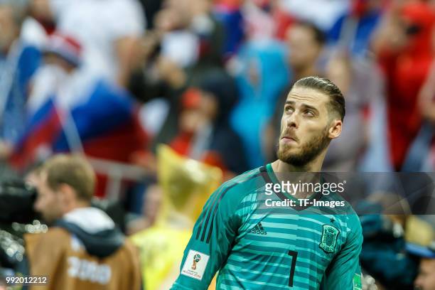 Goalkeeper David de Gea of Spain looks on during the 2018 FIFA World Cup Russia match between Spain and Russia at Luzhniki Stadium on July 01, 2018...