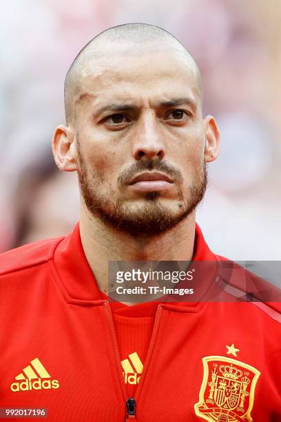 David Silva of Spain looks on prior to the 2018 FIFA World Cup Russia match between Spain and Russia at Luzhniki Stadium on July 01, 2018 in Moscow,...