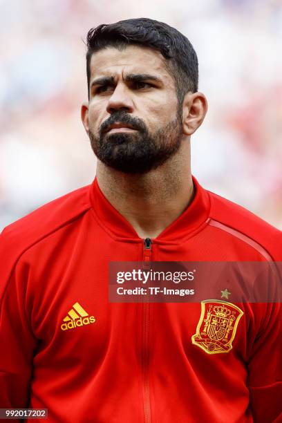 Diego Costa of Spain looks on prior to the 2018 FIFA World Cup Russia match between Spain and Russia at Luzhniki Stadium on July 01, 2018 in Moscow,...