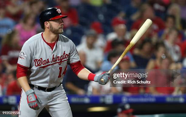 Mark Reynolds of the Washington Nationals in action during a game against the Philadelphia Phillies at Citizens Bank Park on June 29, 2018 in...