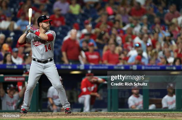 Mark Reynolds of the Washington Nationals in action during a game against the Philadelphia Phillies at Citizens Bank Park on June 29, 2018 in...