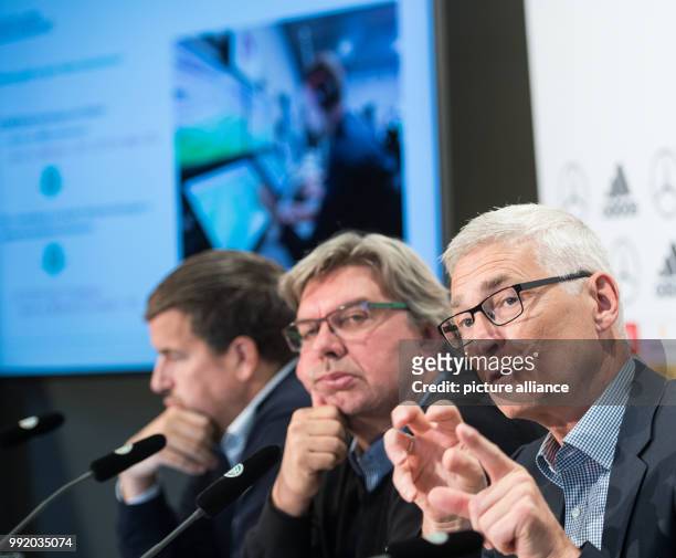 The project leader 'video proof' of the German Football Association, Lutz Michael Froehlich , replies to questions of journalists during a press...