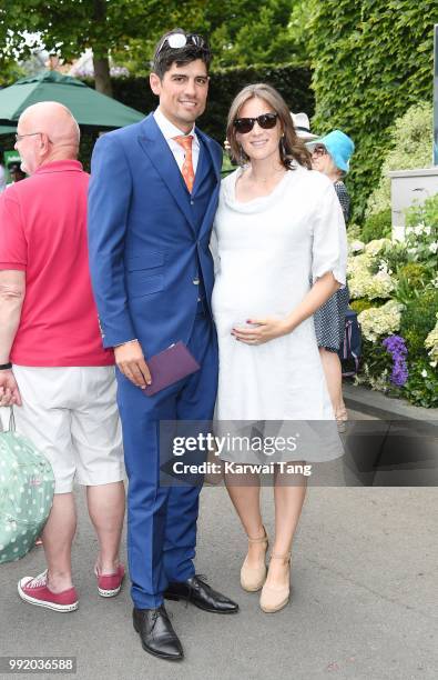 July 5: Alastair Cook and Alice Hunt attend day four of the Wimbledon Tennis Championships at the All England Lawn Tennis and Croquet Club on July 5,...
