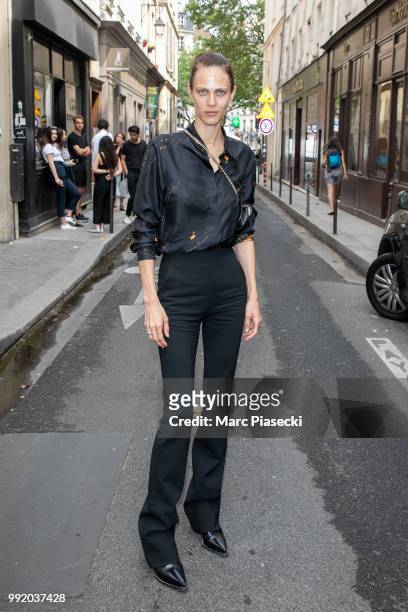 Model Aymeline Valade is seen on July 5, 2018 in Paris, France.