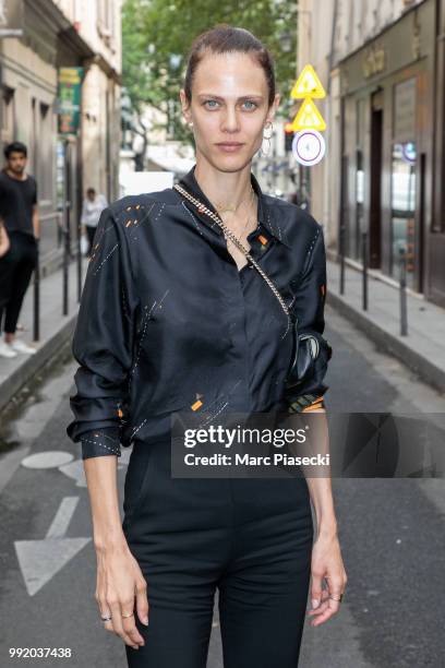 Model Aymeline Valade is seen on July 5, 2018 in Paris, France.