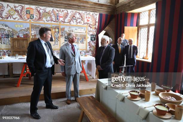 Prince Charles, Prince of Wales visits Tretower Court on July 5, 2018 in Crickhowell, Wales.