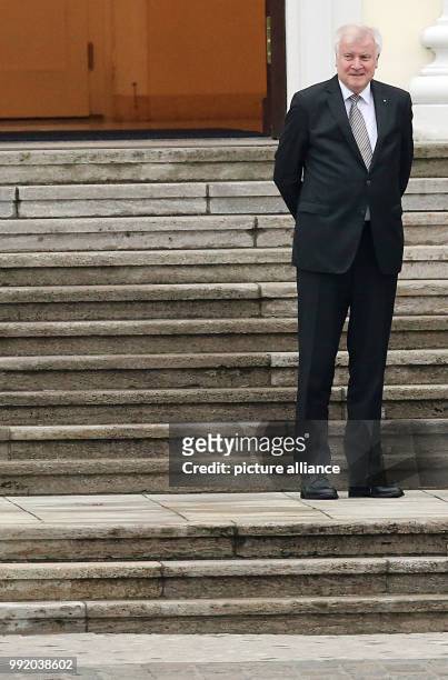 Horst Seehofer, leader of the Christian Social Union in Bavaria , leaves the Bellevue Palace after an one-hour-long meeting with German President...