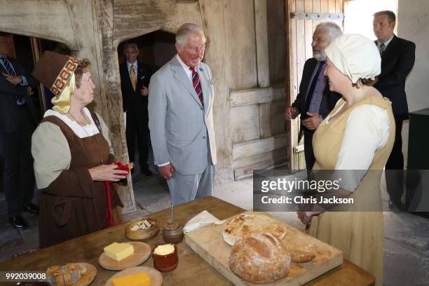 Prince Charles, Prince of Wales visits Tretower Court on July 5, 2018 in Crickhowell, Wales.