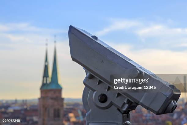 telescope in the nuremberg castle, view of the city - egyptian military stock pictures, royalty-free photos & images