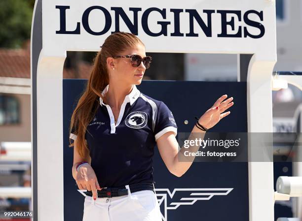 Jennifer Gates attends Global Champions Tour of Monaco at Port de Hercule on June 30, 2018 in Monte-Carlo, Monaco.