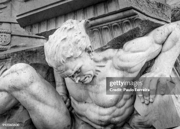 detail of a monument in lisbon - greek mythology statue stock pictures, royalty-free photos & images