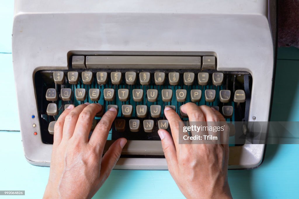 Hand on type old style Typewriter