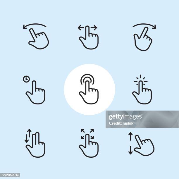 touch gestures 2 - outline icon set - hand scrolling stock illustrations