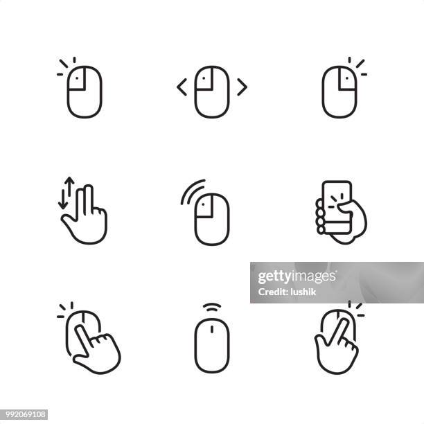 mouse click - pixel perfect outline icons - gesturing stock illustrations