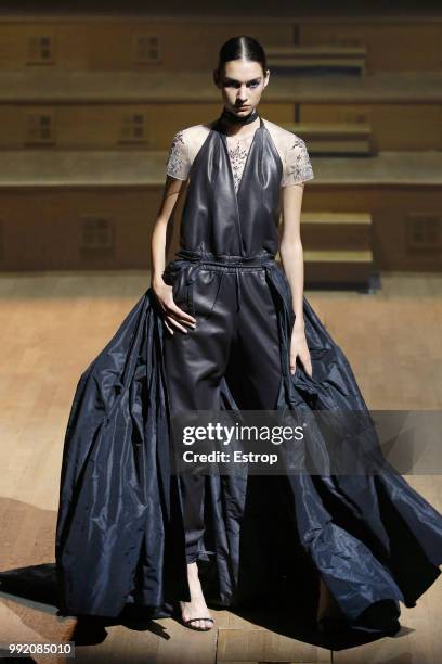 Model walks the runway during the Stephane Rolland Haute Couture Fall Winter 2018/2019 show as part of Paris Fashion Week on July 3, 2018 in Paris,...