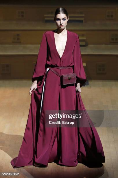 Model walks the runway during the Stephane Rolland Haute Couture Fall Winter 2018/2019 show as part of Paris Fashion Week on July 3, 2018 in Paris,...