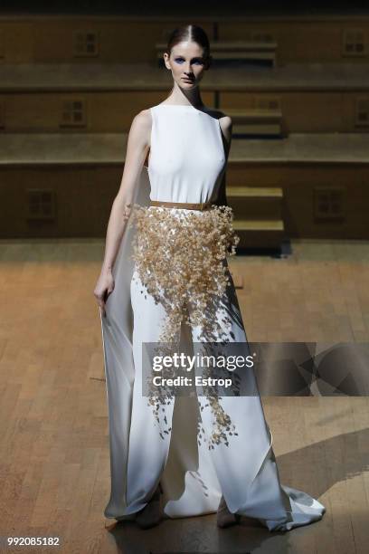 Model walks the runway during the Stephane Rolland Haute Couture Fall Winter 2018/2019 show as part of Paris Fashion Week on July 3, 2018 in Paris,...