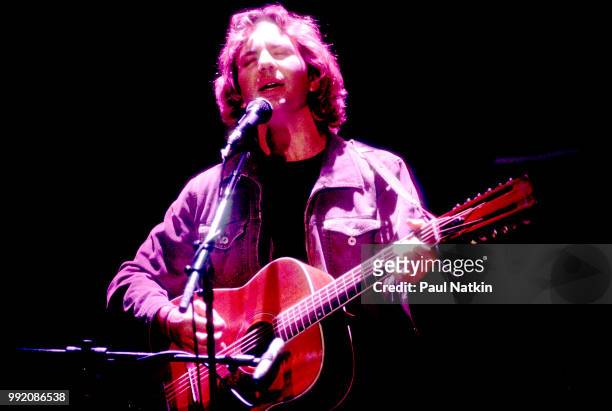 Eddie Vedder of Pearl Jam performs at the House of Blues in Chicago, Illinois, November 15, 1999.