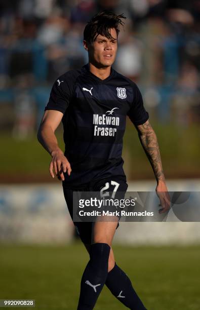 Jesse Curran of Dundee in action during the pre-season friendly between Cowdenbeath and Dundee at Central Park on July 2, 2018 in Cowdenbeath,...